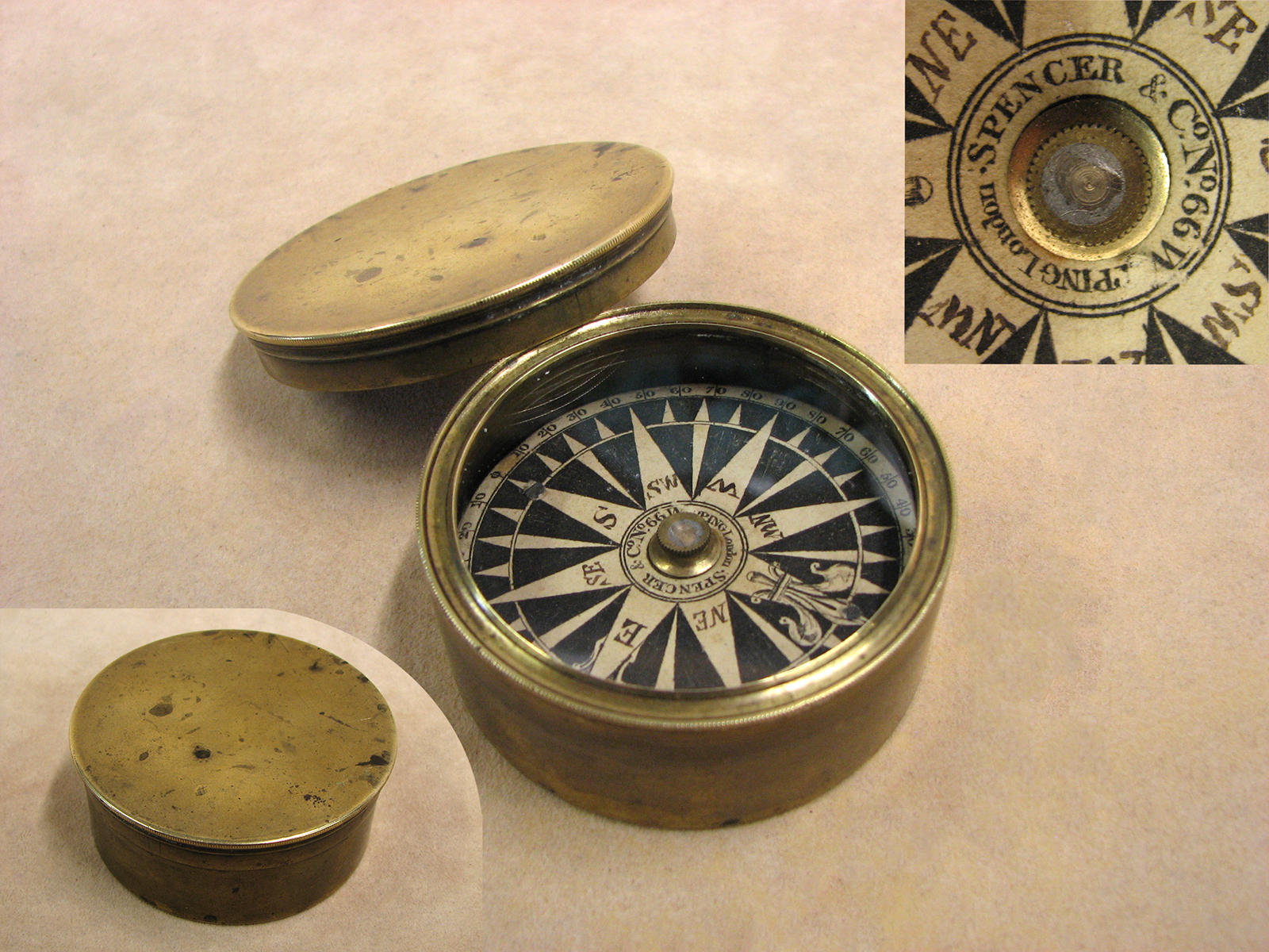 19th century explorers pocket compass by Spencer Browning & Co circa 1840